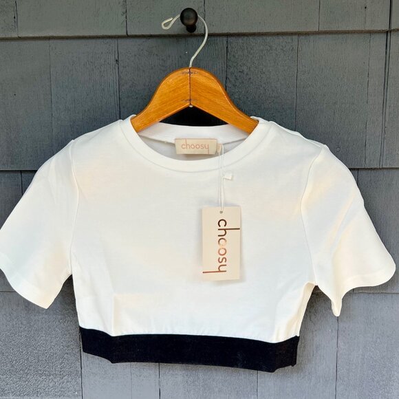 White & Black Crop Top by Choosy XS NWT - Picture 1 of 5